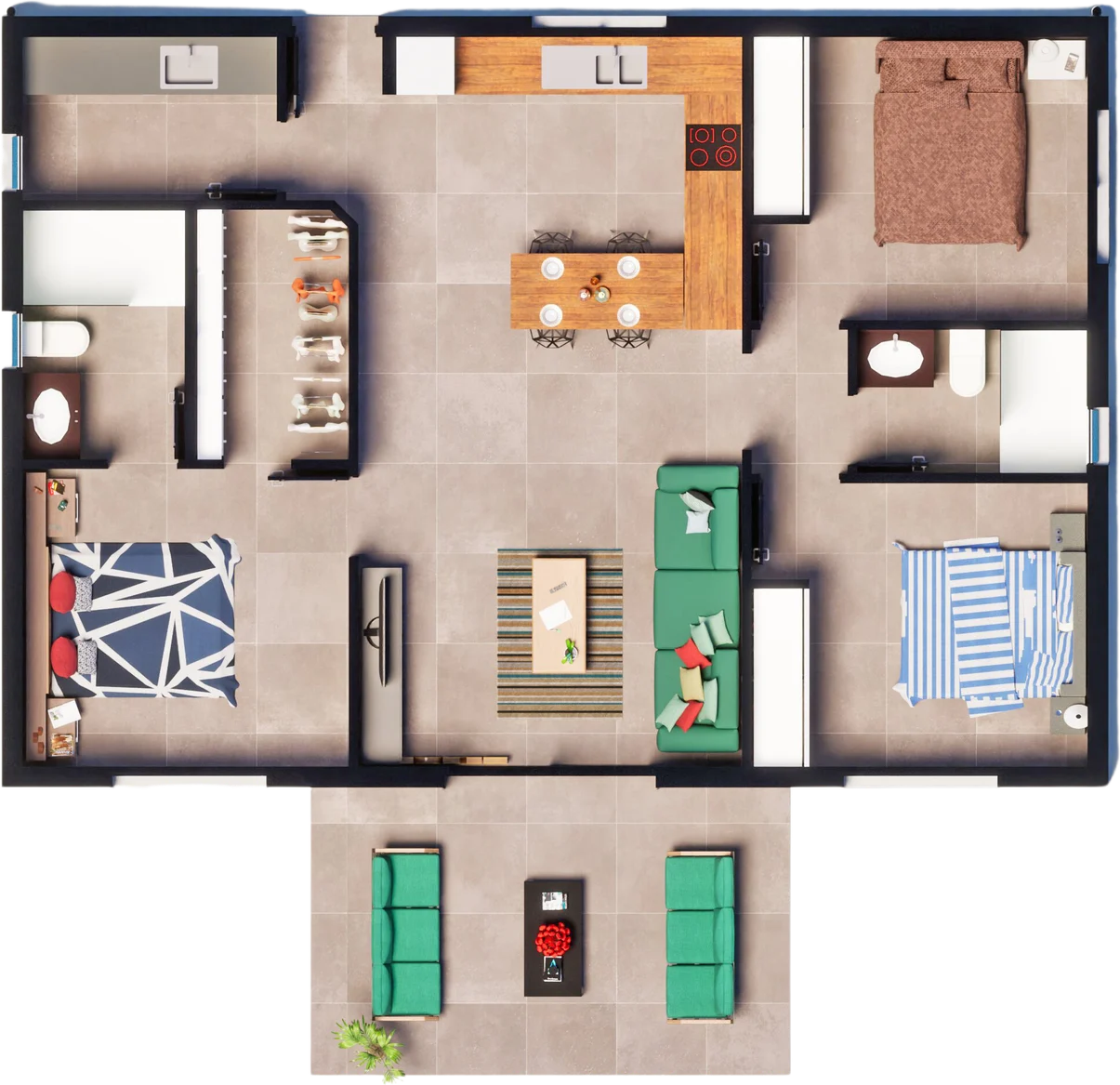 Plan 3D de la villa Althea