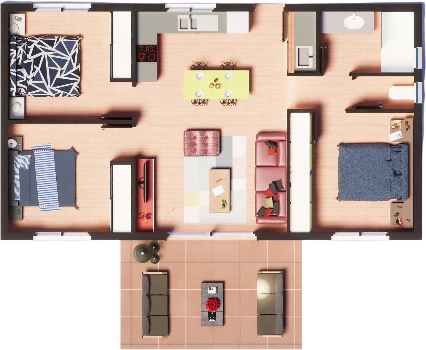 Plan 3D de la villa Fuchsia Blanche