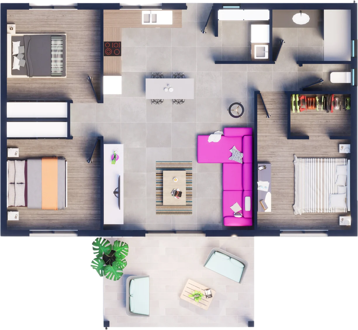 Plan 3D de la villa Fuchsia
