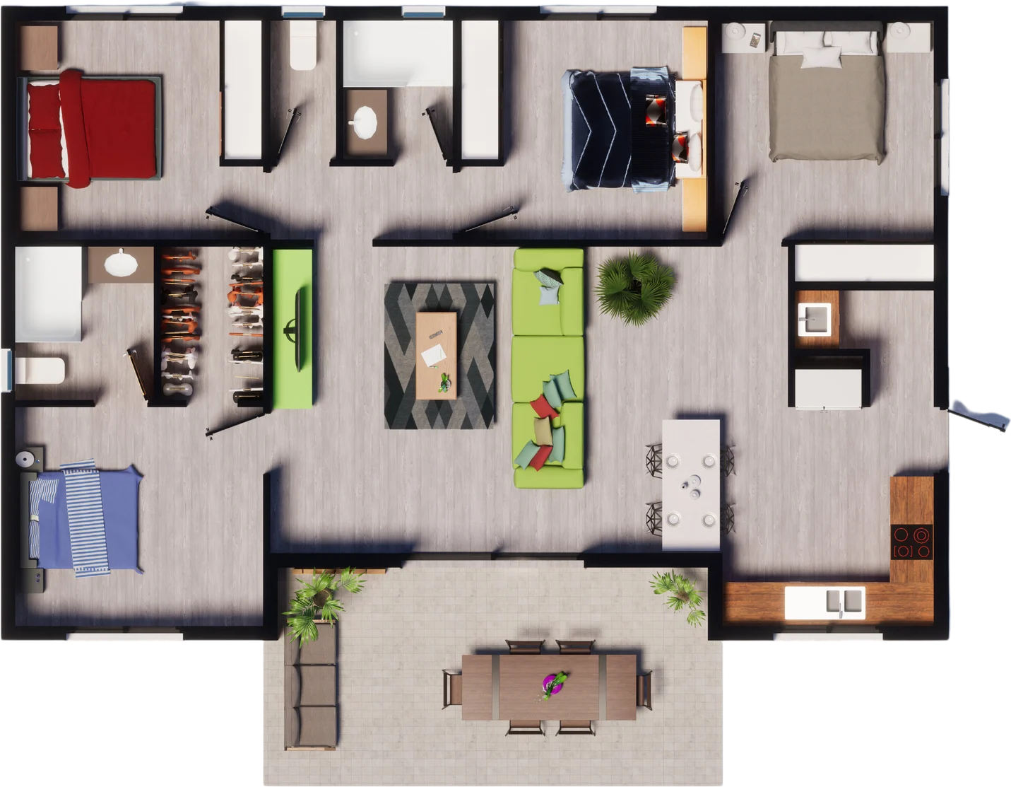 Plan 3D de la villa Ida