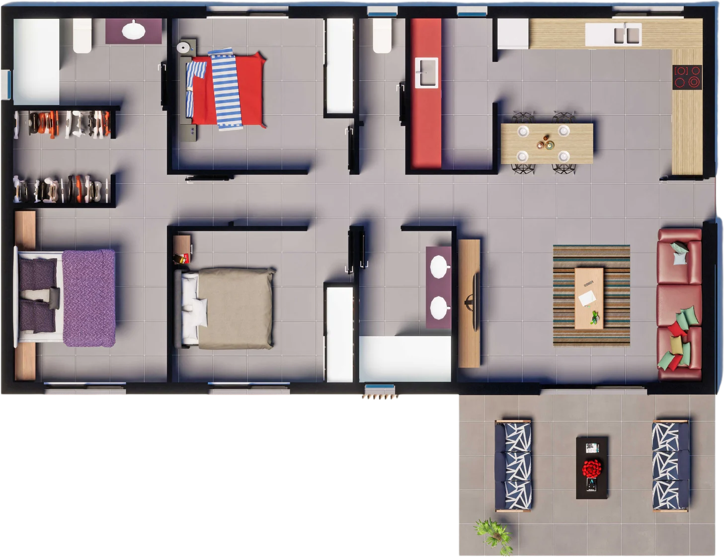 Plan 3D de la villa Mooreana
