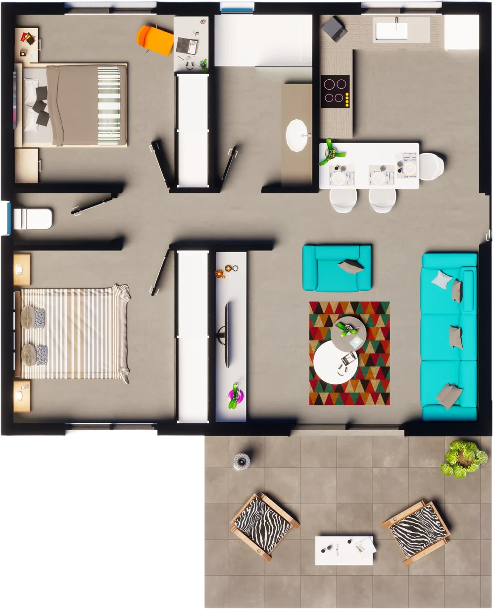 Plan 3D de la villa Ophrys